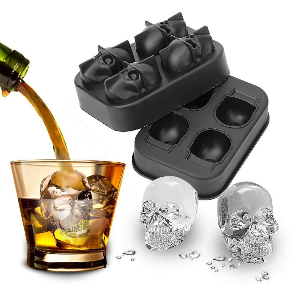 3D Halloween Skull Silicone Ice Cube Tray、、sdecorshop