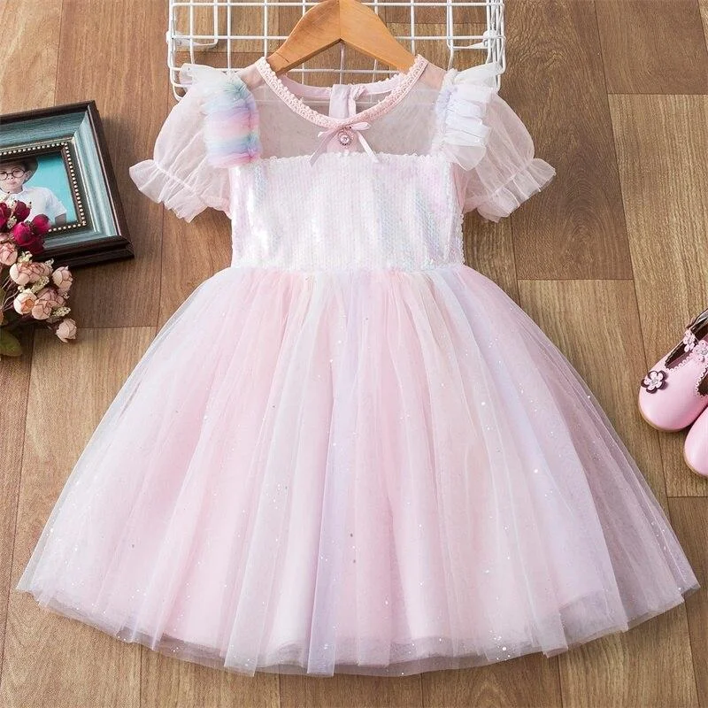 2021 Summer Autumn Girls Princess Dress Lace Party Dress Back Hallow Out Kids Vintage Vestido Flower Children Clothes 3 to 8 yrs