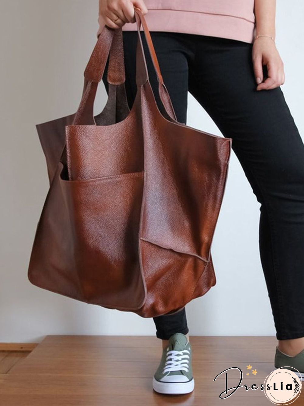 Brown Leather Womens Tote Bags School Handbags