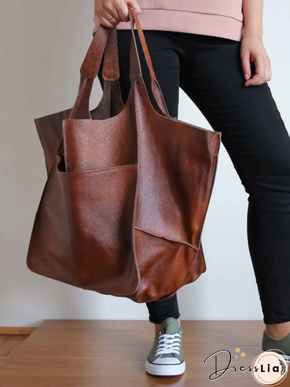 Brown Leather Womens Tote Bags School Handbags
