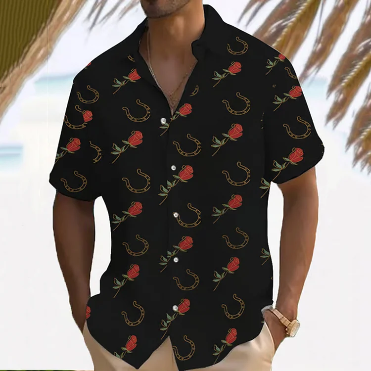 Simpfit Herren Run For The Roses Derby Day Art Casual Kurzarmhemden