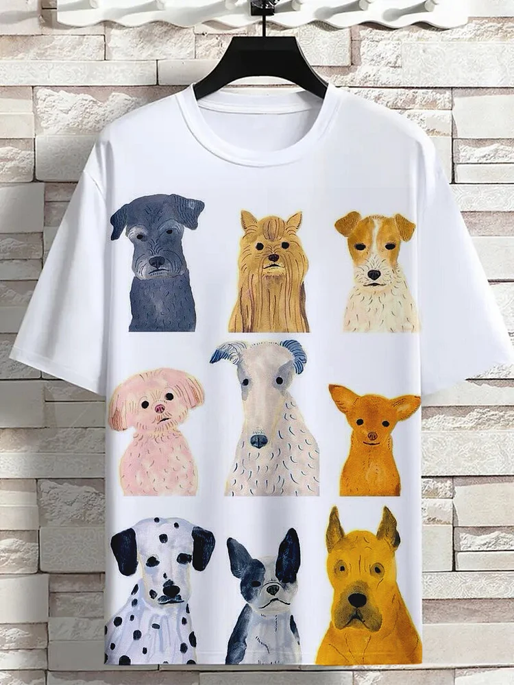 Men's All Kinds Of Dogs Art Print Casual T-Shirt