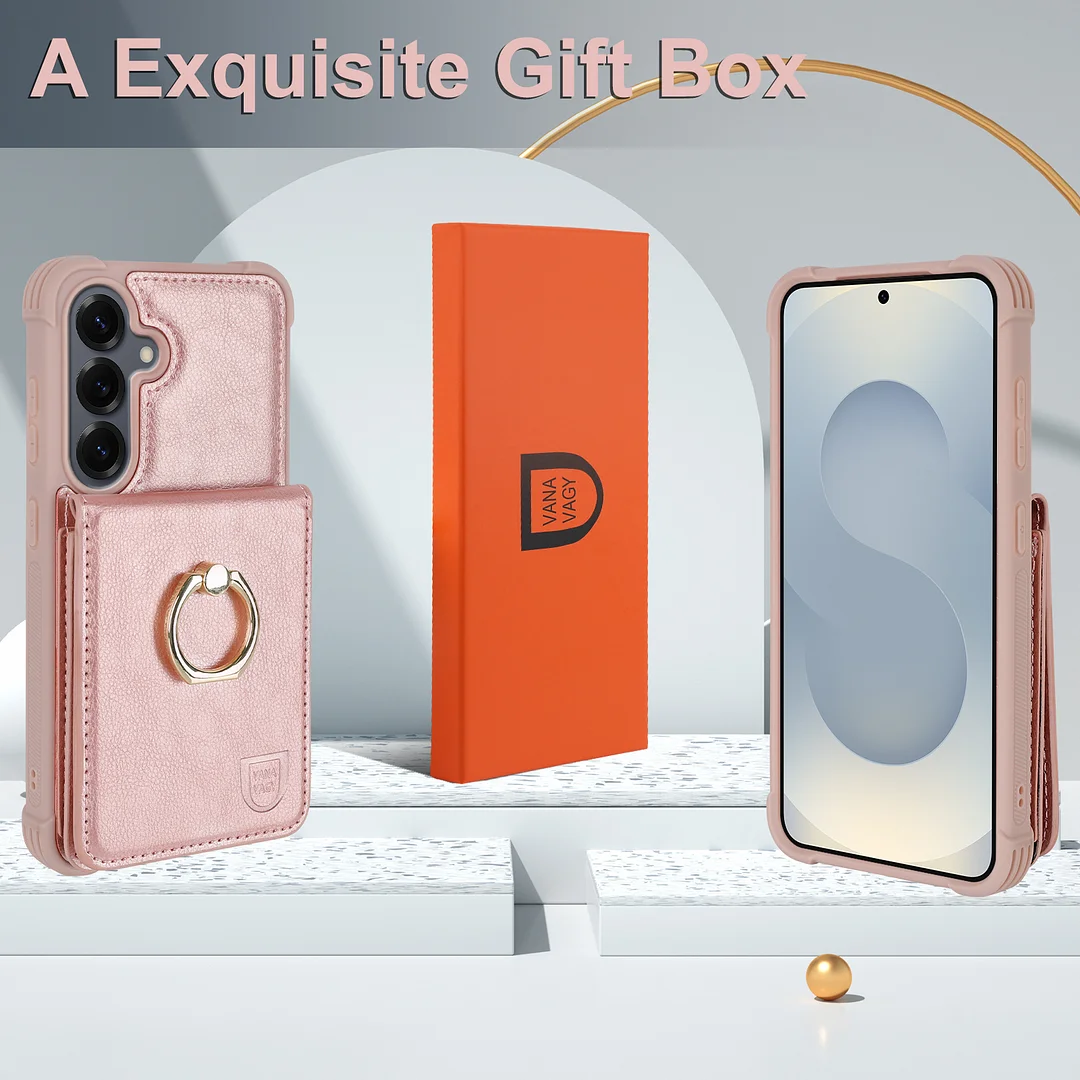 VANAVAGY Wallet Case Compatible for Galaxy S25 5G with Credit Card Holder and Coin Pocket