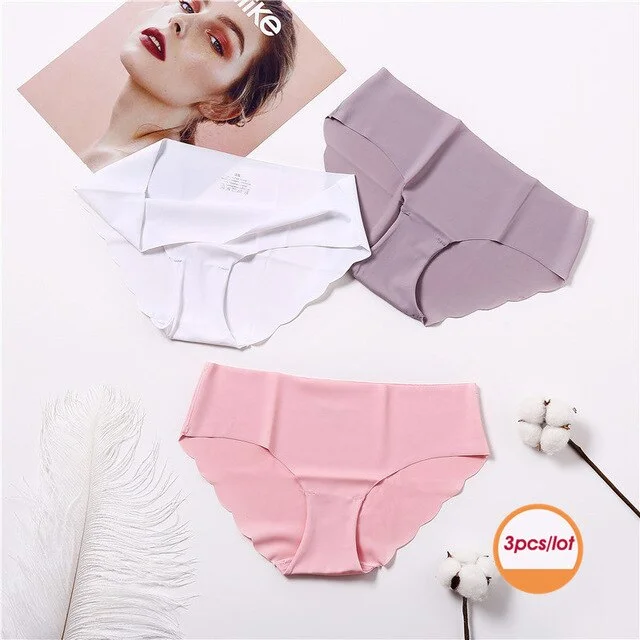 3PCS/Set Seamless Panties Set Underwear Women Female Intimates Fashion Girls Low-Rise Briefs 8Colors Lingerie 2019 Drop Shipping