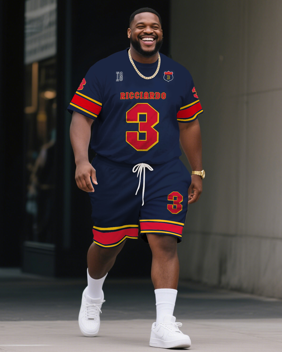 Men's Plus Size Daniel Ricciardo Redbull F1 Football Jersey T-Shirt Shorts Suit