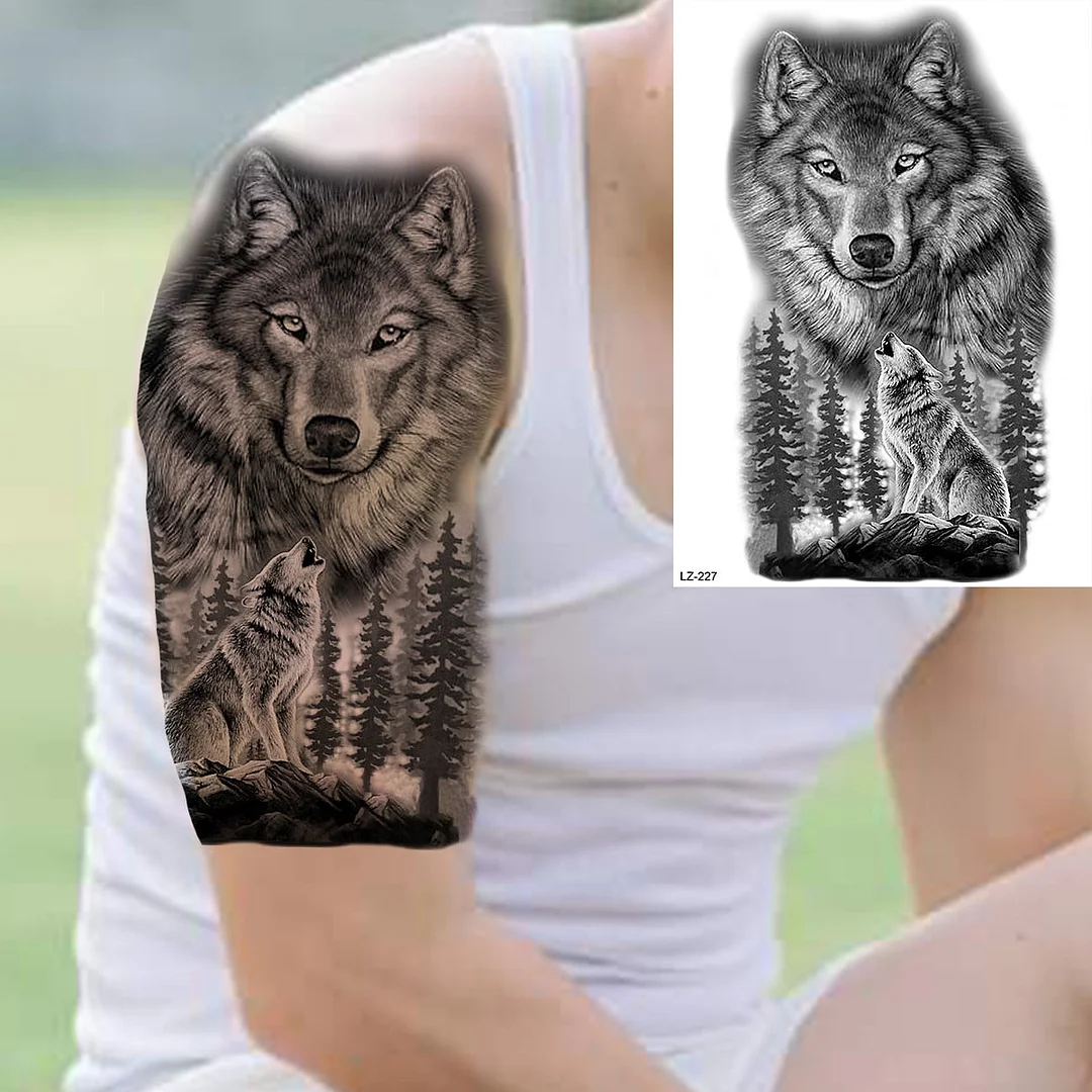 Black Spartan Warrior Temporary Tattoos For Men Adults Realistic Lion Tiger Maori Knight Fake Tattoo Sticker Chest Tatoos 3D