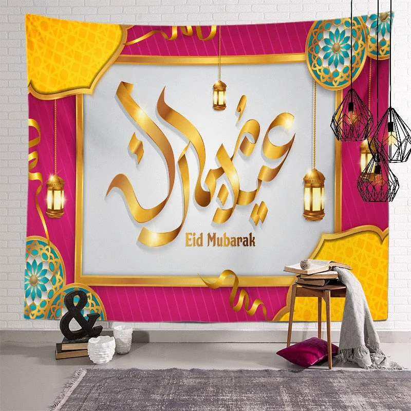 2021 Ramadan Decorations Home Tapestry Moon Star Eid Mubarak Wall Hanging Tapestries Decor Living Room Bedroom Background Decor