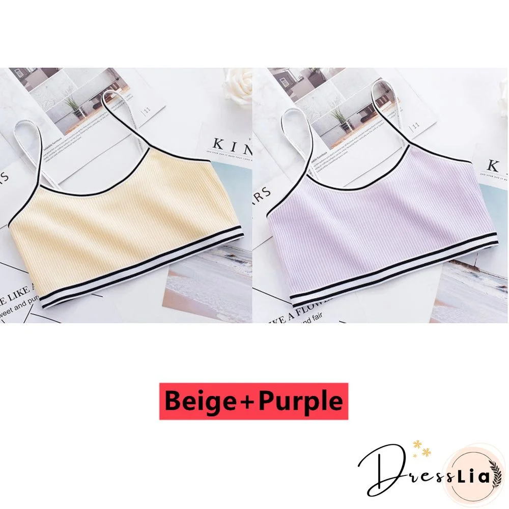 2Pclot Girls Bra Children Vest Breathable Underwear Girl Tube Tops Soft No Padded Teens Seamless Washable Bras Camisole