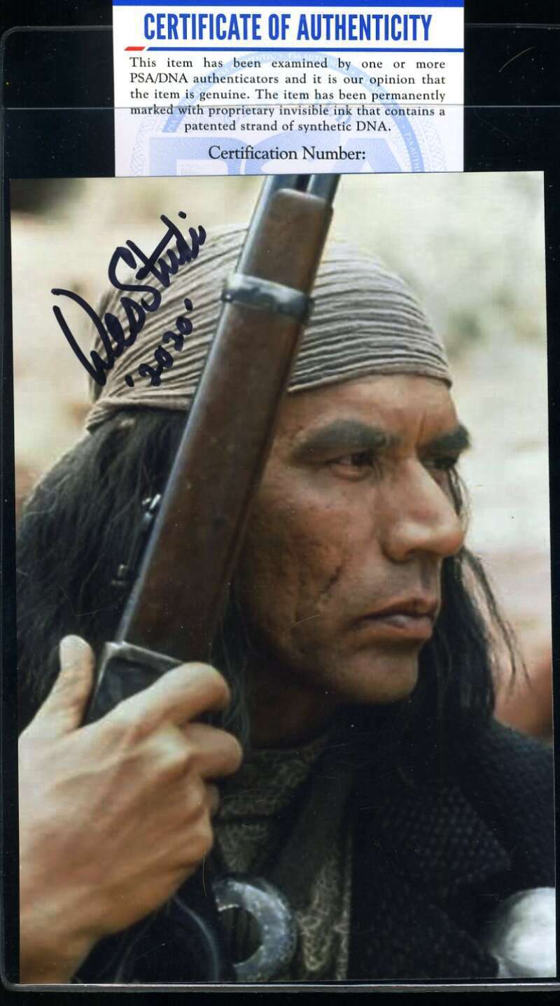 Wes Studi PSA DNA Coa Signed Geronimo Photo Poster painting Certified Autograph