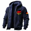 Men's Vintage German Flag Fleece Pocket Full Zip Long Sleeve Hoodie Jacket by Inlyline