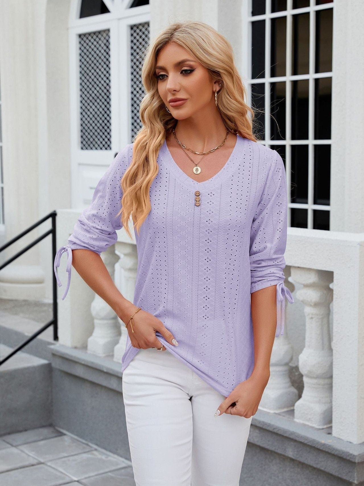 Grey Ribbed Knit Top with Short Sleeves