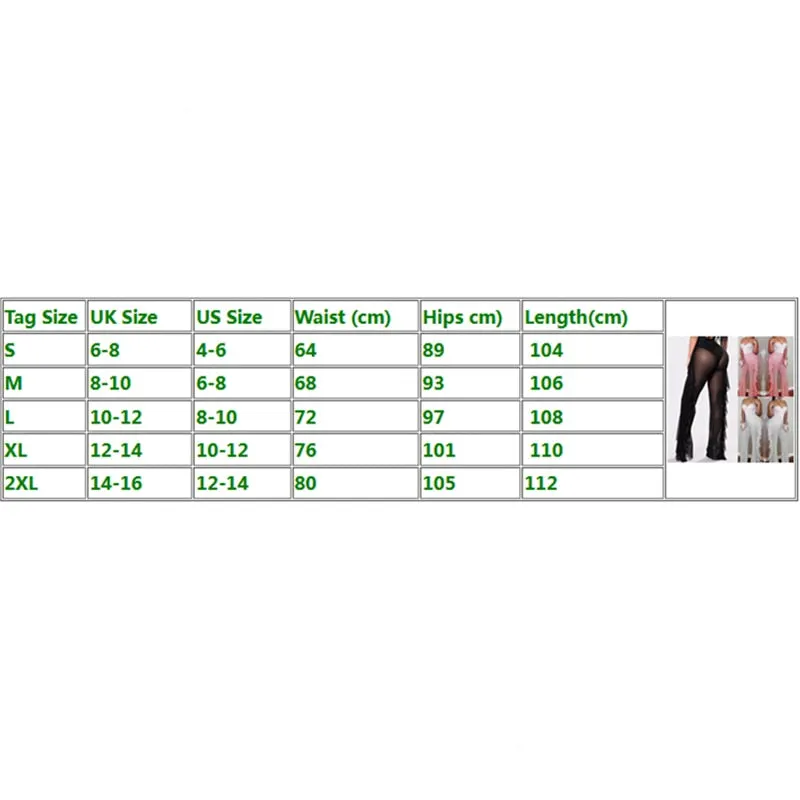 Women Beach Pants New Arrival Mesh Sheer Bikini Cover Up Transparent Ruffle High Waist Pants Long See Through Ladies Trousers