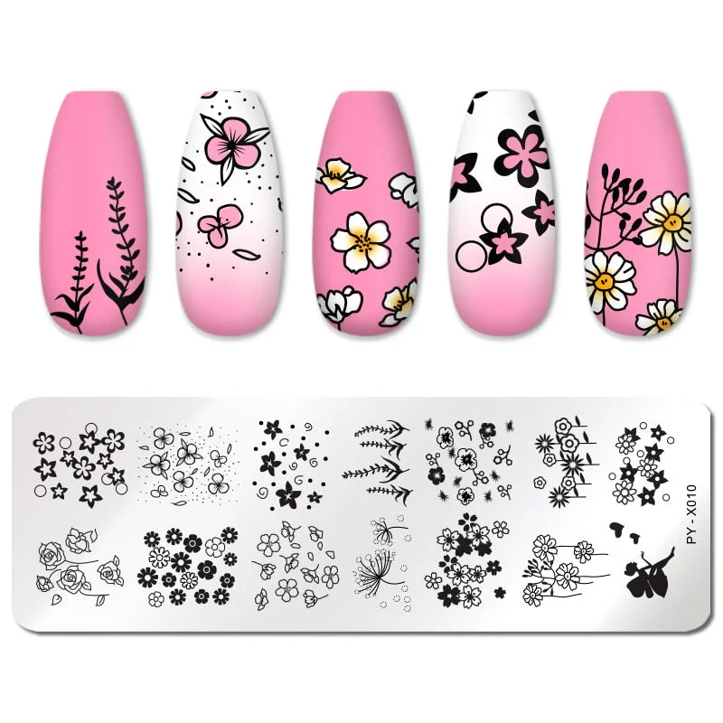 PICT YOU Valentine's Day Nail Stamping Plates Rose Flower Love Pattern Nail Art Plate Overprint Stamp Stencils Design Molds-Nail Inspo