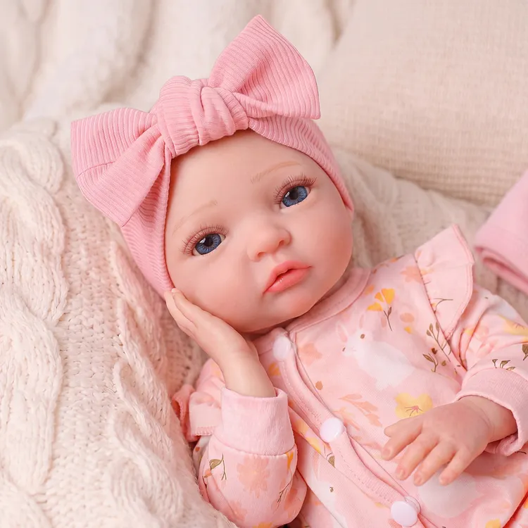 Babeside Hallie 16" Silicone Baby Girl Doll in Pink Floral Romper &ndash; Lifelike Gift for Girls