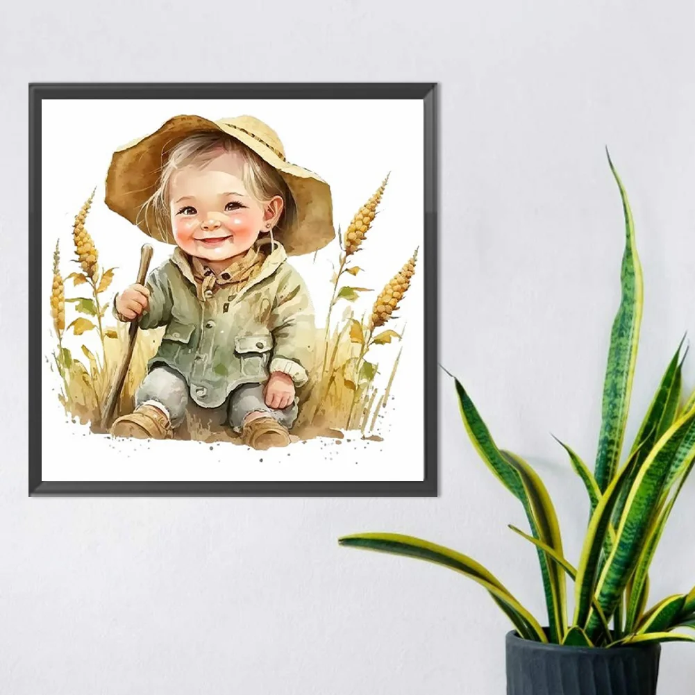 Diamond Painting - Full Round Drill - Farm Cowboy Kids(Canvas|30*30cm)