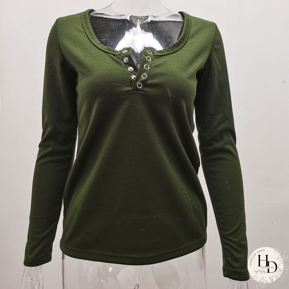 Spring Tight-fitting Bottoming Shirt U-neck Ribbed Long-sleeved Blouse Women's Clothing