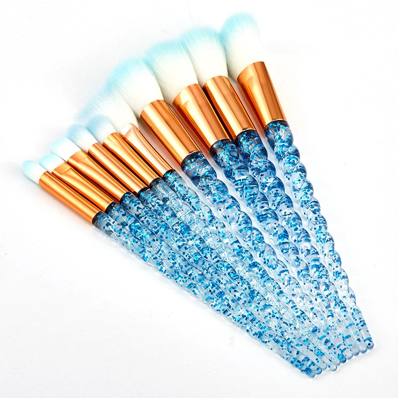New 7 PCs Transparent Glitter Starry Sequins Crystal Quicksand Handle Makeup Brush Suit Eye Suit Eyeshadow Brush