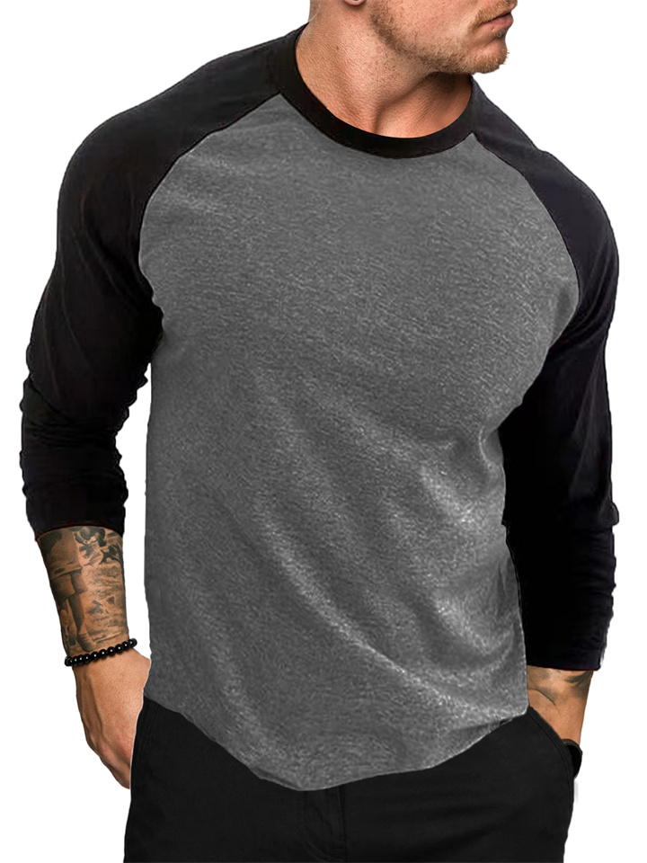 New Long-sleeved Round Neck T-shirt Loose Bottoming Shirt Men's Casual Shoulder Sleeve Tops