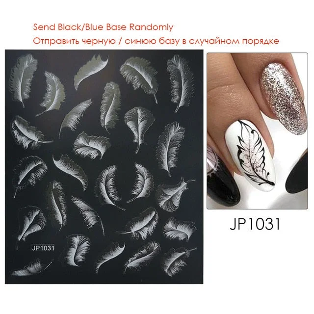 Nail Stickers Embossed 5D Gradually White Butterfly Moon Leaves Flower Designs Back Glue Nail Decals Tips For Beauty Salons-Nail Inspo