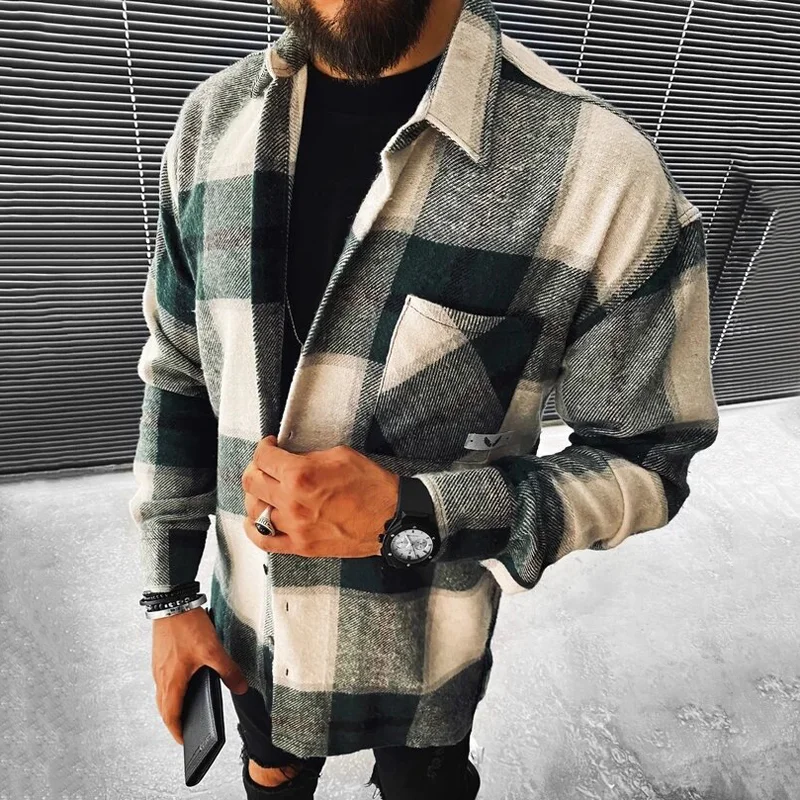 Livereid Check Casual Lapel Men's Front Pocket Jacket - Livereid
