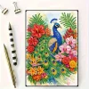  Flower Peacock 5D DIY Diamond Art Painting Notebook Kit 50 Pages A5 Rhinestone Art Painting Notebook Kit for Adults Beginners Holiday Birthday Gift