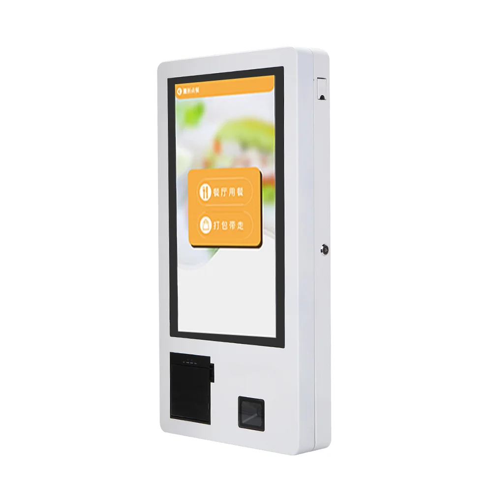 21.5 Inch RFID Self Service Kiosk Cash Register Machine RFID POS System with 80mm Receipt Printer for Fast Food Desktop