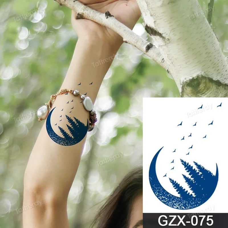 Juice Ink Natural Tattoo Water Transer Long Lasting Blue Semi-permanent Temporary Tattoos Small Hand Sleeve Armband Painting