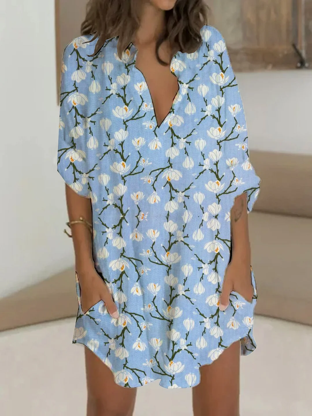 3/4 Sleeve Casual Weaving Dress
