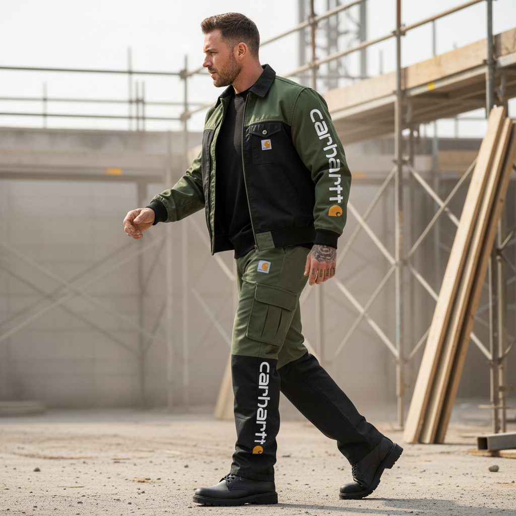 Men's Vintage Outdoor Military Green Black Workwear Cargo Pants