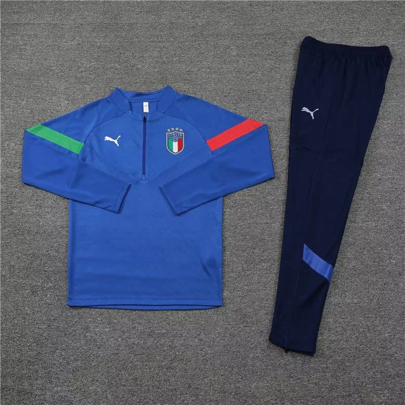 2022 Italy Half-Pull Training Suit Blue Soccer Shirt