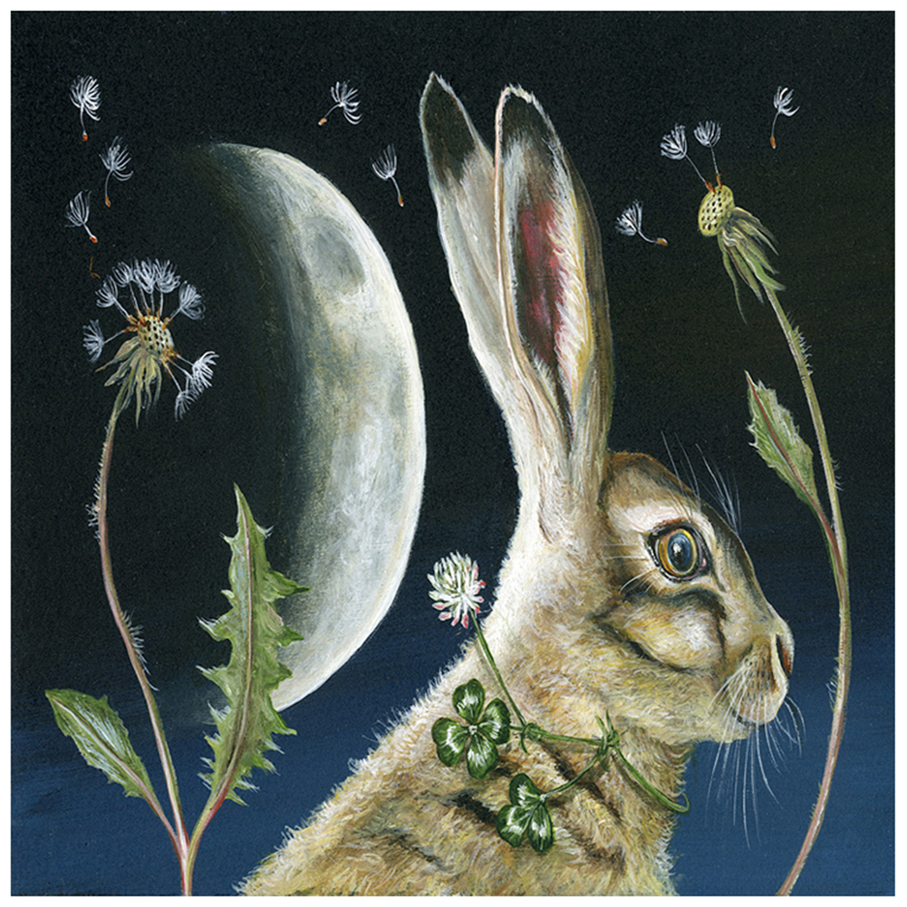

30*30CM - Round Drill Diamond Painting - Rabbit and Moon Dandelion, 501 Original