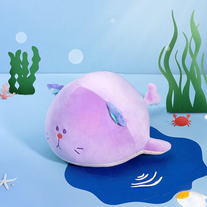 Mewaii® Purple Whale Kawaii Cat Stuffed Animal Plush Squishy Pillow Toy