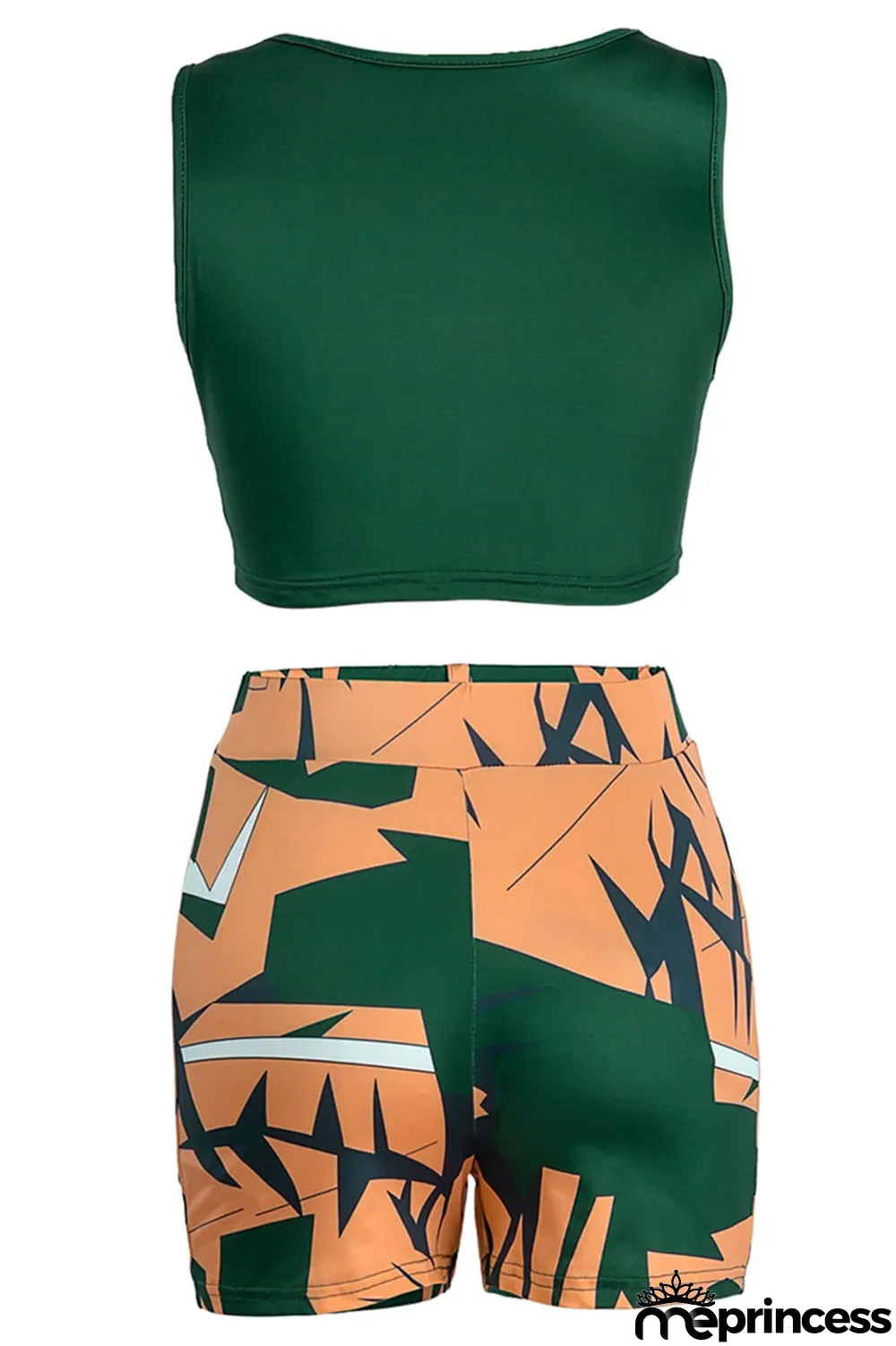 Red Casual Print Patchwork U Neck Sleeveless Two Pieces