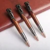 Retro Metal Press-Type Oil-Based Ballpoint Pen | Pistol-Style Retro Design | Rosewood Grip | Heavy Metal Feel