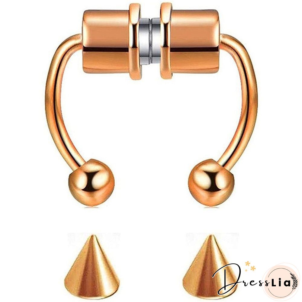 Magnetic Horseshoe Nose Rings 316L Stainless Steel Faux Septum Rings Fake Piercing Clip on Nose Hoop Rings Gift for Women Girl