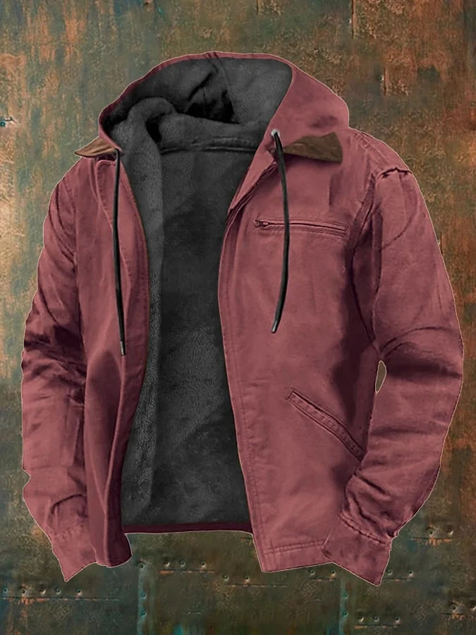 Men's Retro Western Style MultiPocket Fleece Jacket