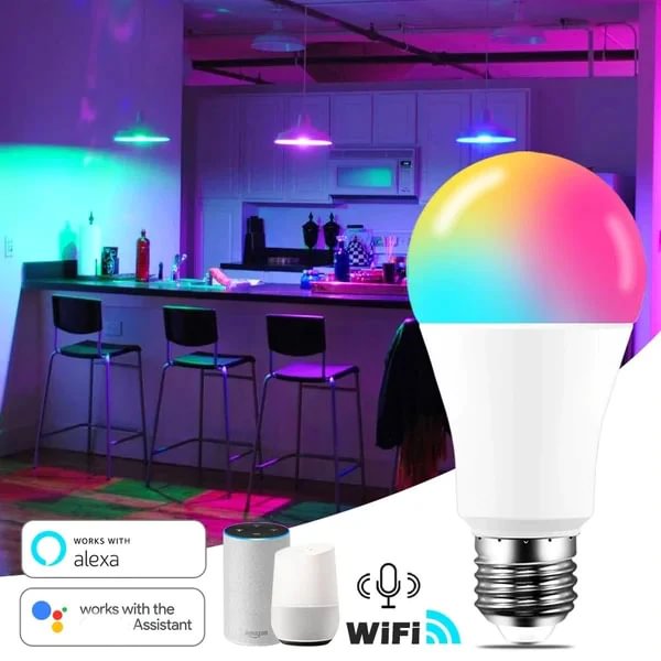 WiFi Smart Light Bulb E27 RGB LED Lamp Dimmable with Smart Life APP Voice Control