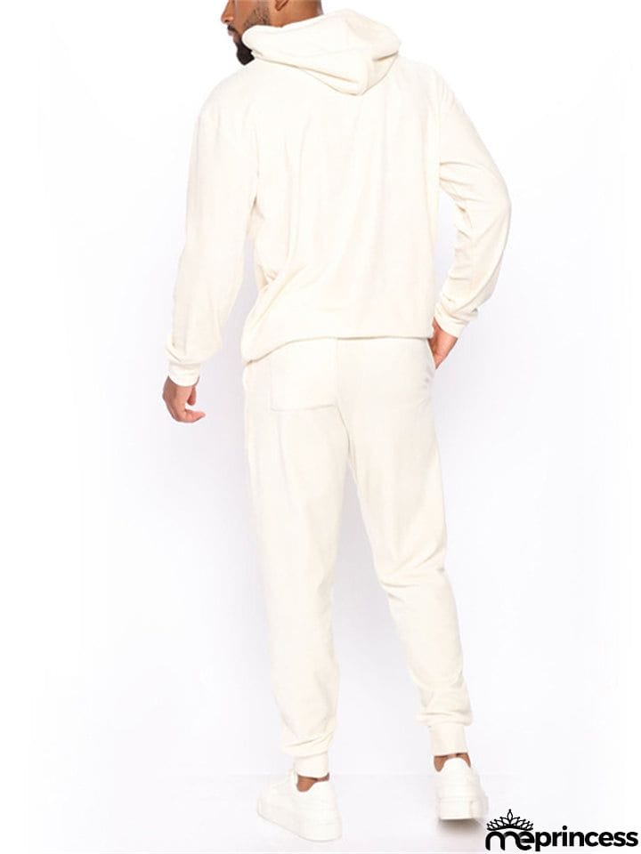 Sporty 2-Piece Pullover Hooded Oversized Sweatshirt Male Velvet Sets