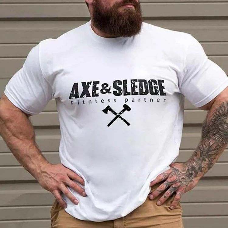 Men's Letter Print Round Neck Running Short Sleeve T-Shirt 55359447X