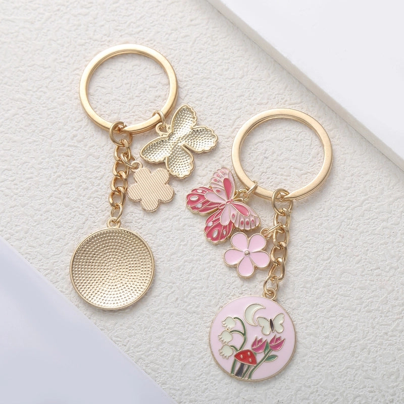 Sweet Flower Butterfly Alloy Enamel Keychain
