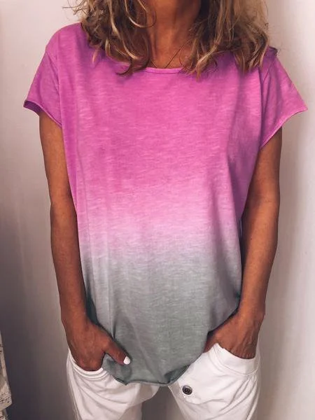 Summer Daily O-Neck Short Sleeve Casual Loose Shirt