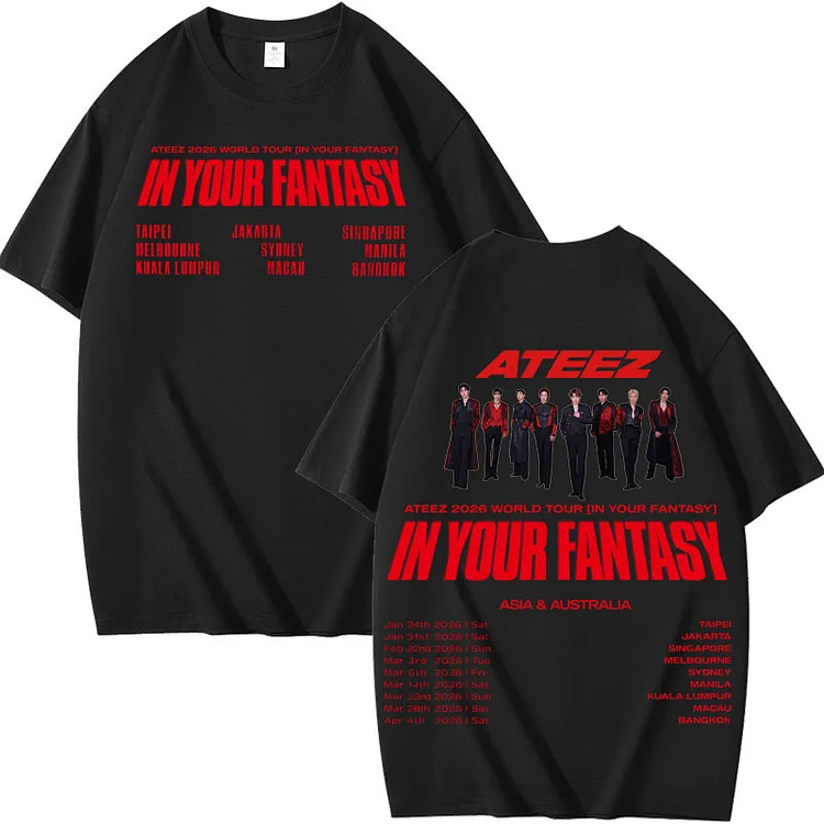 Ateez 2026 In Your Fantasy Tour Asia & Australia Setlist T-Shirt