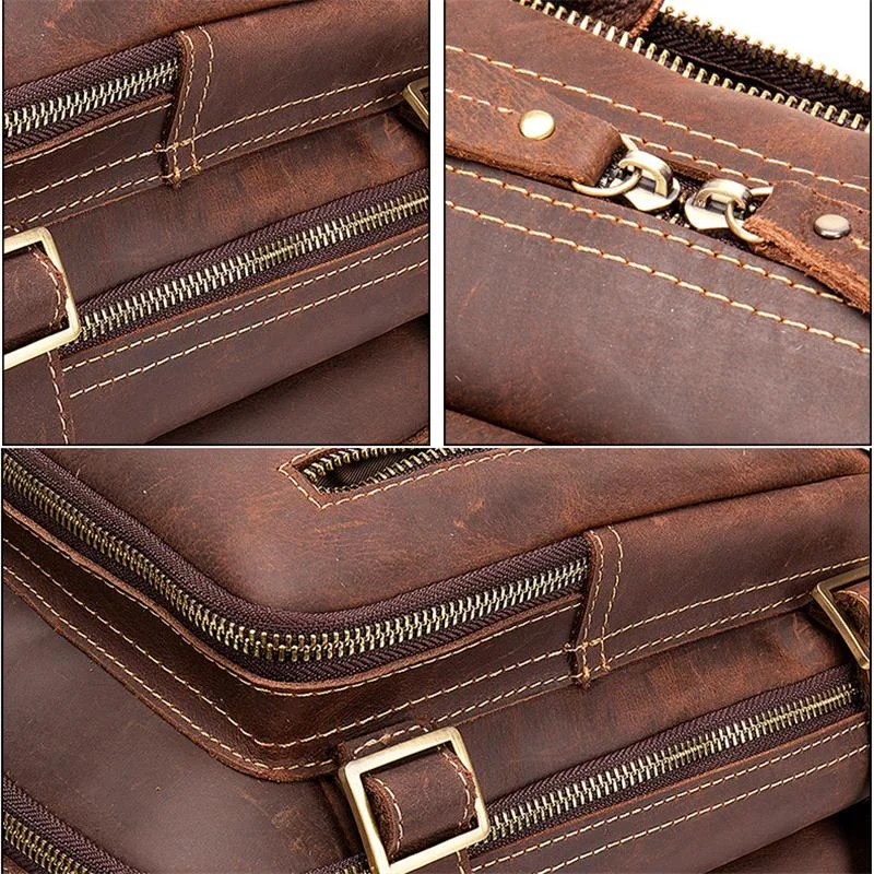 Multi-Functional Spacious Interior Comfortable Grab Detachable Sling Strap Genuine Leather Bag