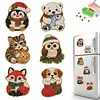 6PCS  Xmas Pets DIY Pearl Diamond Painting Christmas Fridge Magnets, Sparkling Rhinestone Refrigerator Magnet Craft Kit for Home Decor & Gifts