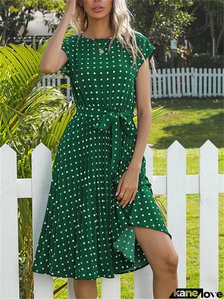 Fashion Polka Dots Modest Summer Dresses