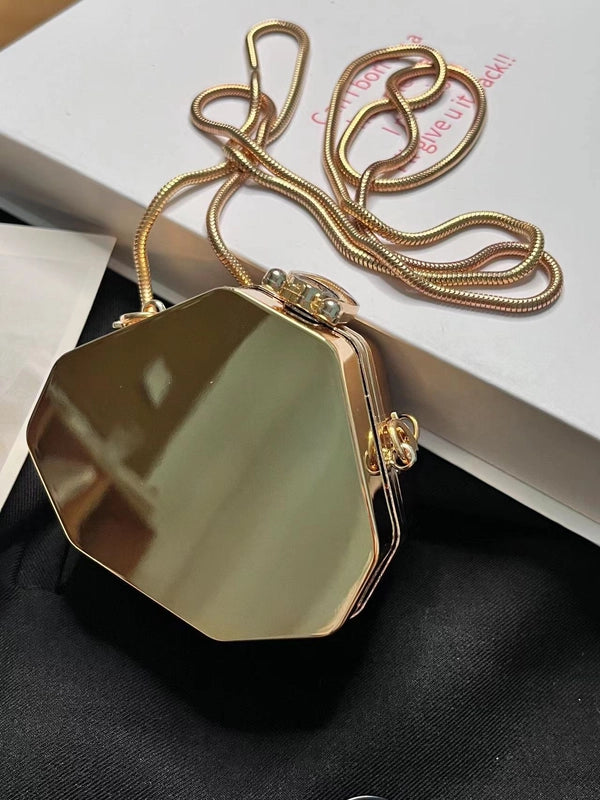 Apple Gold Apple Silver Square Gold Arylic Solid Color Round Evening Bags