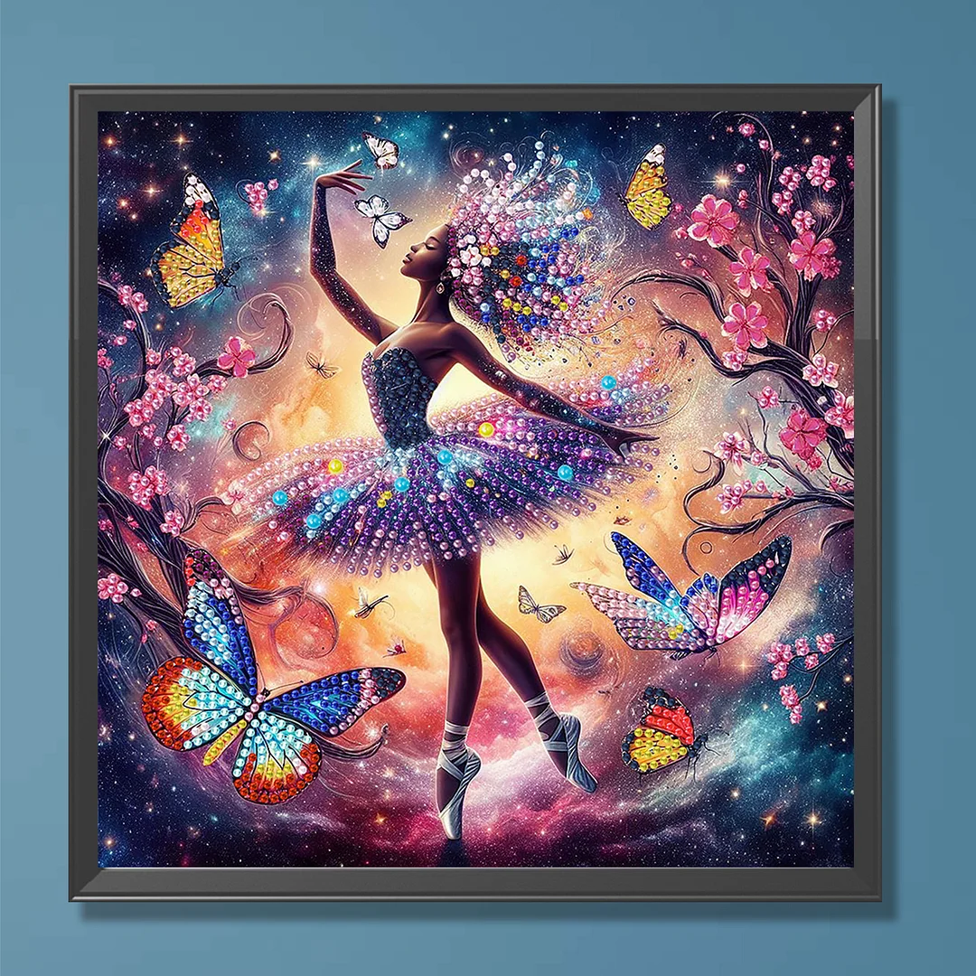 Diamond Painting - Partial Special Shaped Drill - Butterfly Dance Girl(Canvas|30x30cm)