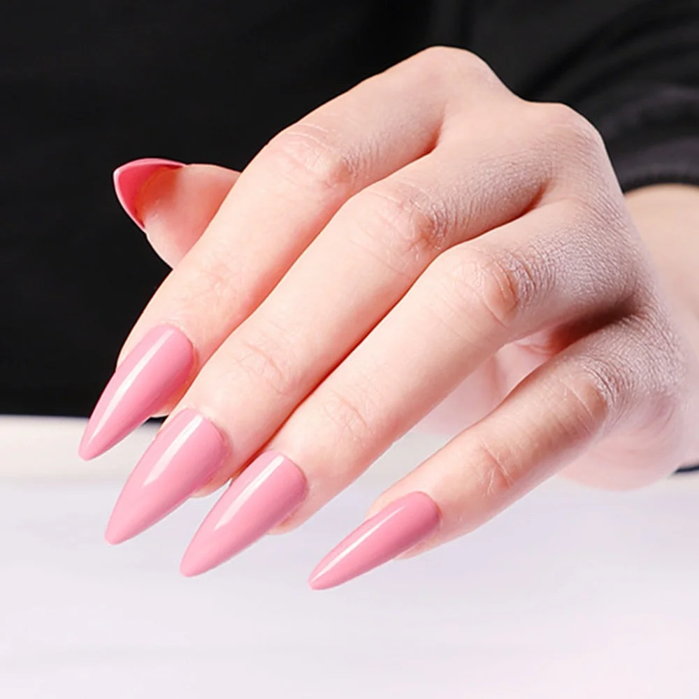 24Pcs Shiny Dark Brown Artificial Fake Nails Long Stiletto False Nails For Design DIY Lady Finger Tips Manicure Tool-Nail Inspo