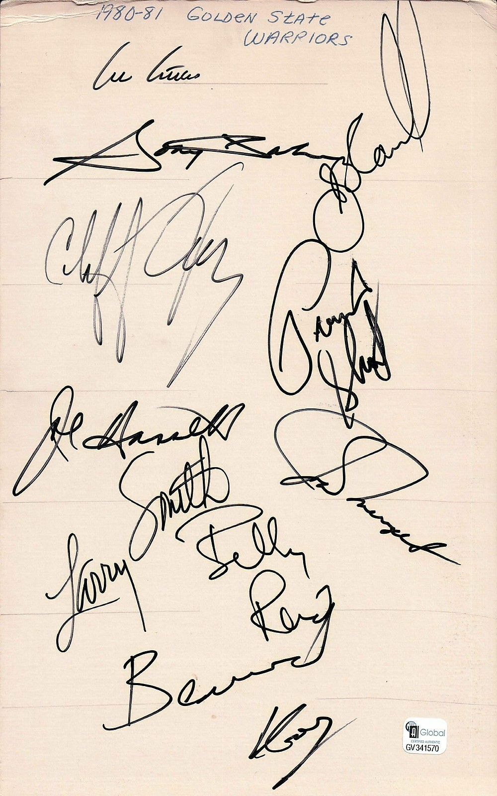 1980-81 Golden State Warriors Team Signed 11 X 7 Placcard B King 10 Autos GAI