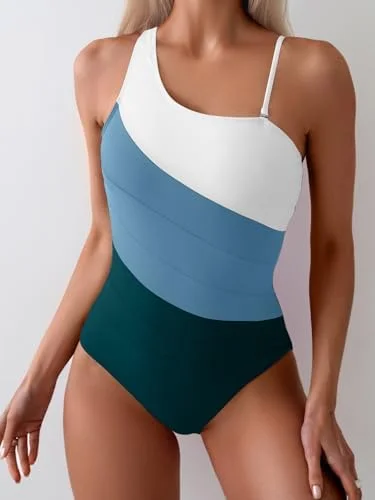 One Shoulder Tummy Control One Piece Swimsuit